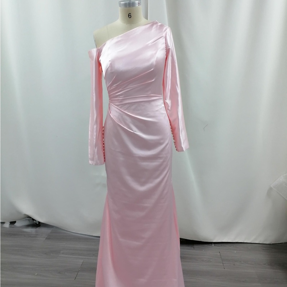Chic One-Shoulder Pink Dress